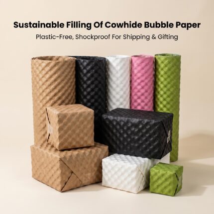 FSC Certified Kraft Bubble Paper, Food Grade Safe Cowhide Cushion Paper for Fragile Item Shipping